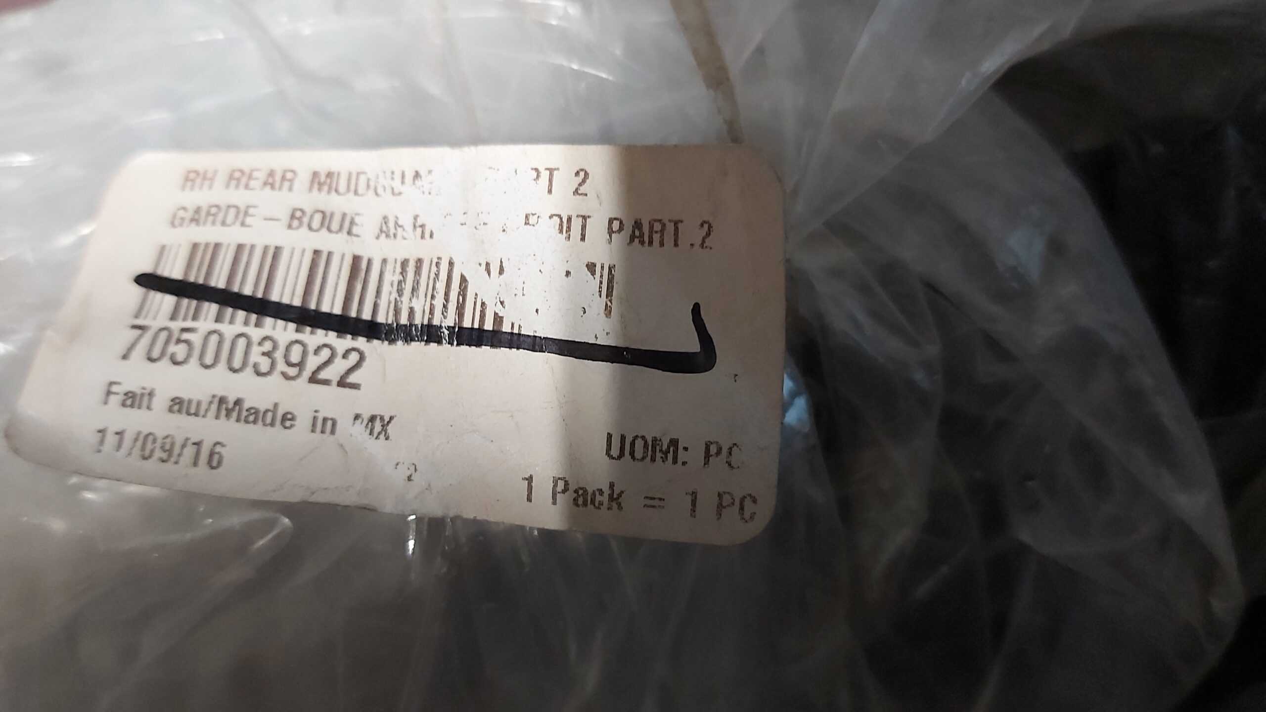 2013 - 2019 Can AM Outlander, RH Rear Mudguard, Part 2 - Image 2