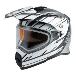GMAX AT-21S EPIC DUAL SPORT HELMET 2XL SILVER/WHITE/BLACK DOUBLE LENS
