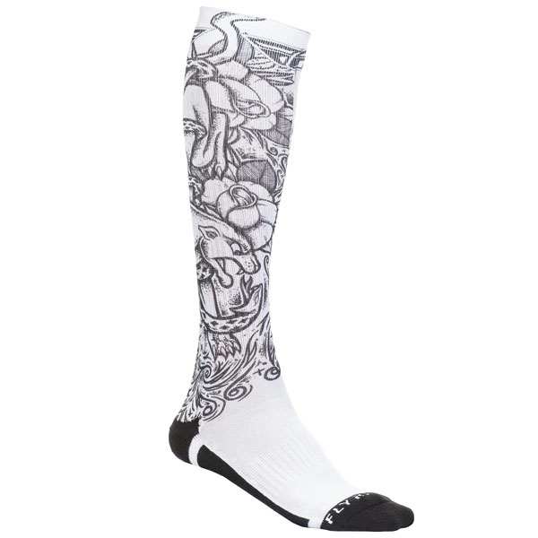 FLY RACING THIN PRO SOCKS SMALL/MEDIUM WHITE/BLACK