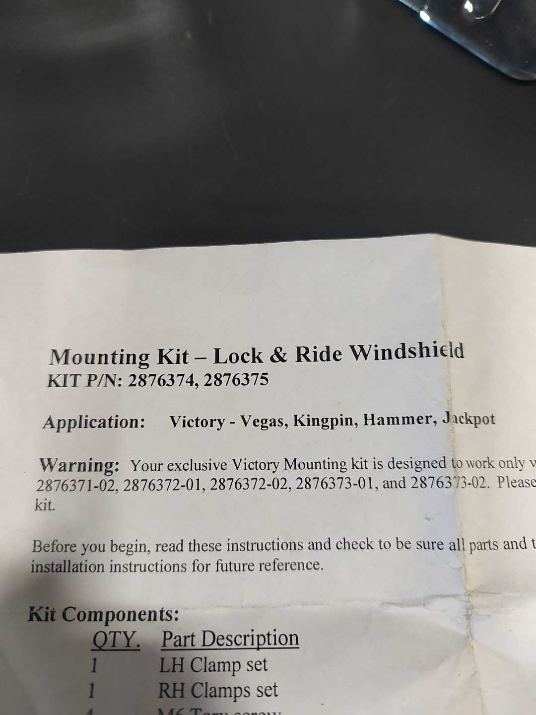 VICTORY LOCK & RIDE® WINDSCREEN MOUNTING BRACKETS P/N 2876374 - Image 3