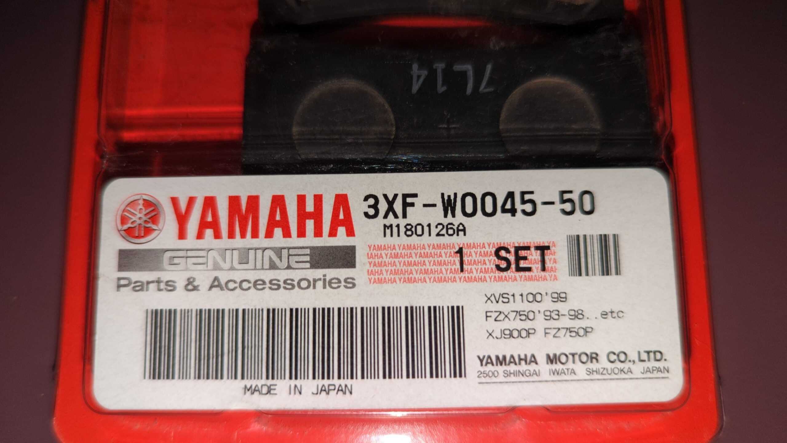 1996 - 2009 Yamaha Virago 1100,750 V Star,YZF600,1000,FZR600 BRAKE PAD KIT 3XF-W0045-50-00