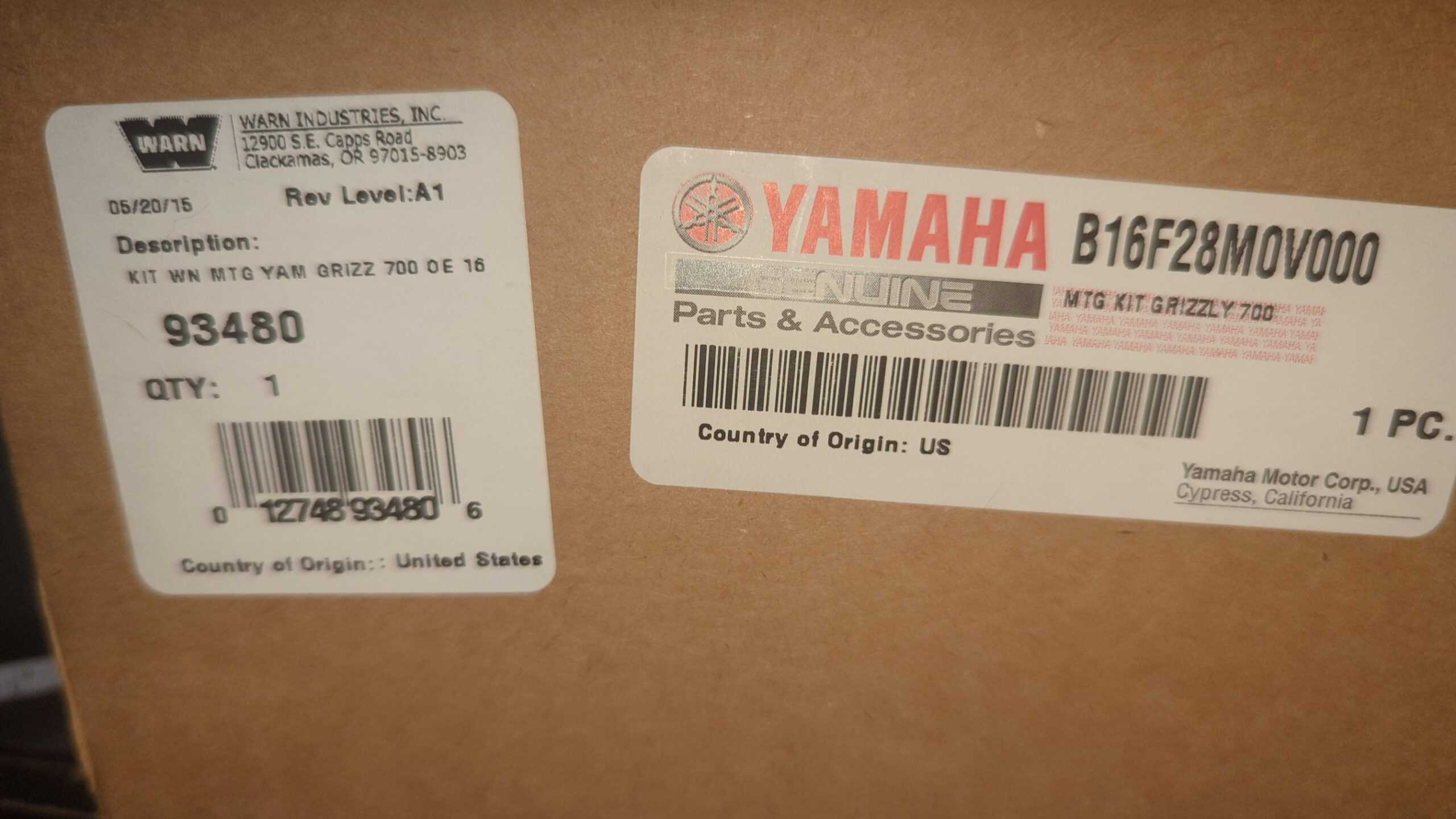 2016 YAMAHA GRIZZLY AND KODIAK 700 WINCH MOUNT BY WARN B16F28M0V000 - Image 2