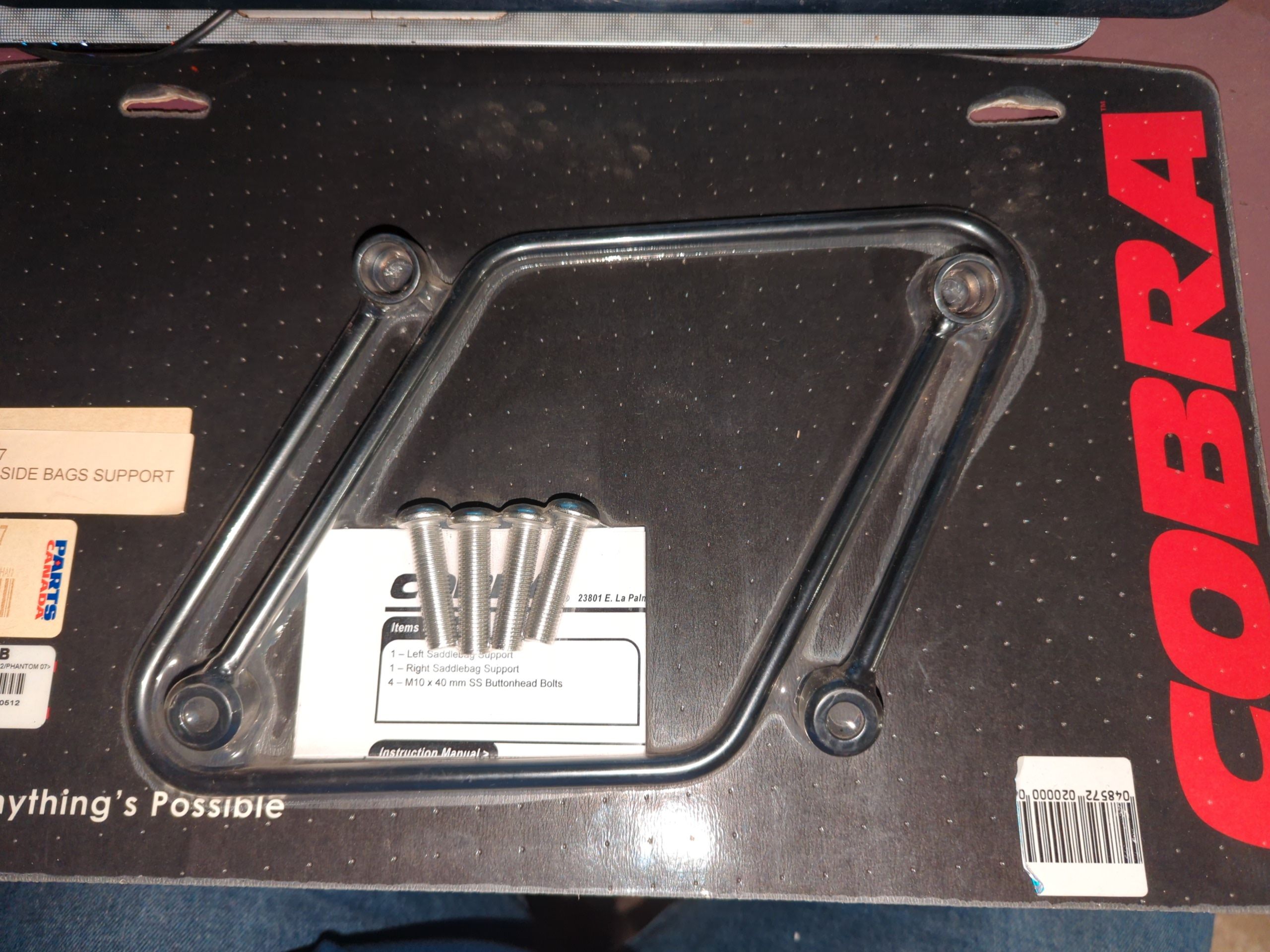 COBRA Black Saddlebag Support Brackets - 02-6111B For Honda VT750 Shadow