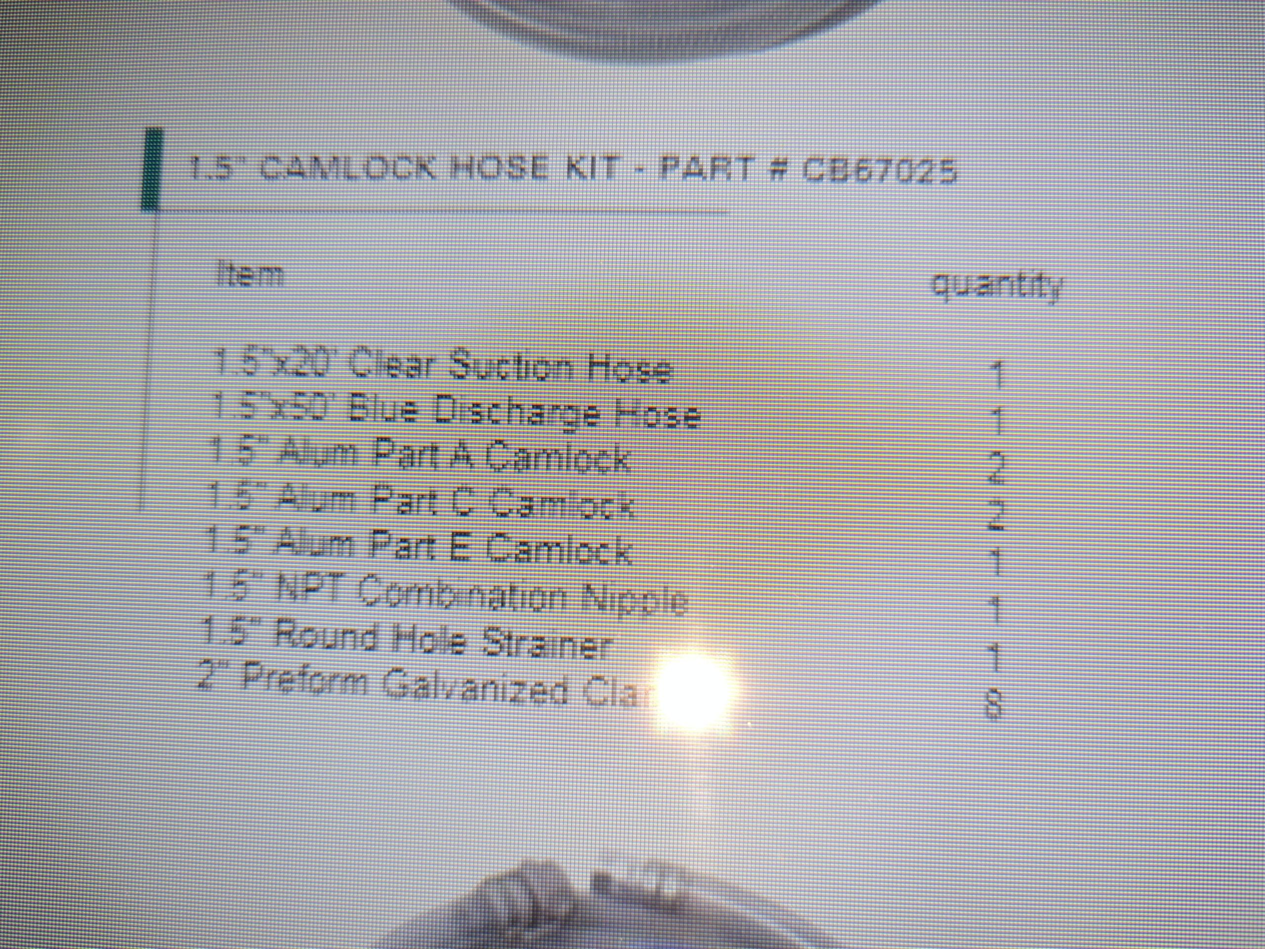 Honda 1-1/2 Camlock Suction & Discharge Hose Kit - Image 3