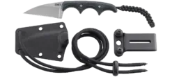 CRKT Minimalist Fixed Blade Neck Knife, Wharncliffe Blade, Micarta Black, Zytel Sheath, CRKT 2385