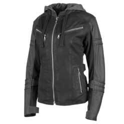 STRT SAVVY LTH/CANVS JKT BK XS