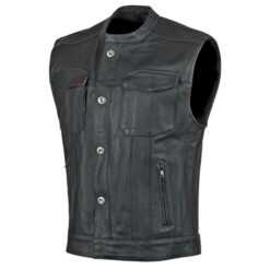DOVER LEATHER VEST BLK SM
