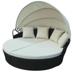 DAY BED WITH ROOF BROWN/BEIGE
