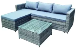 3 PCS RATTAN SOFA SET GRAY