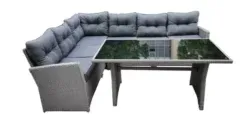 3 PCS RATTAN SOFA SET GREY