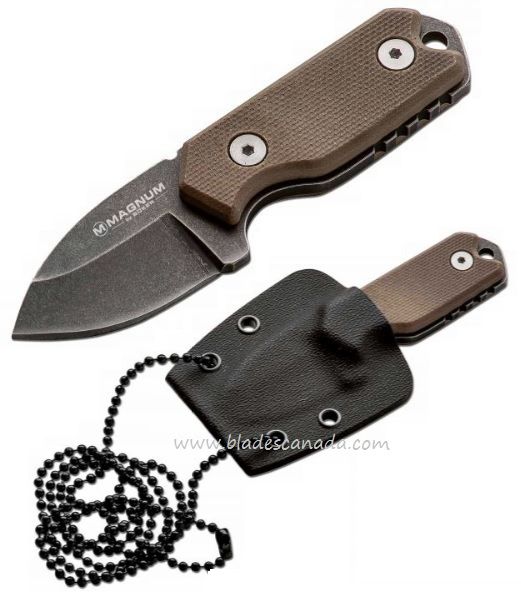 Boker Magnum Lil Friend Micro Neck Knife, 440, G10 Sand, Kydex...