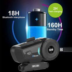 SCSETC S-9 Motorcycle Helmet Bluetooth Headset 2000m 6 Riders Intercoms - Image 4