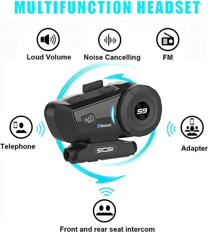 SCSETC S-9 Motorcycle Helmet Bluetooth Headset 2000m 6 Riders Intercoms - Image 3