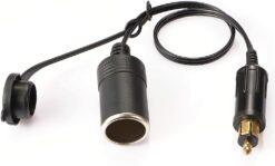 European Male Din Plug-US Female Cigarette Lighter Socket Adapter 12V-24V with Waterproof Cover