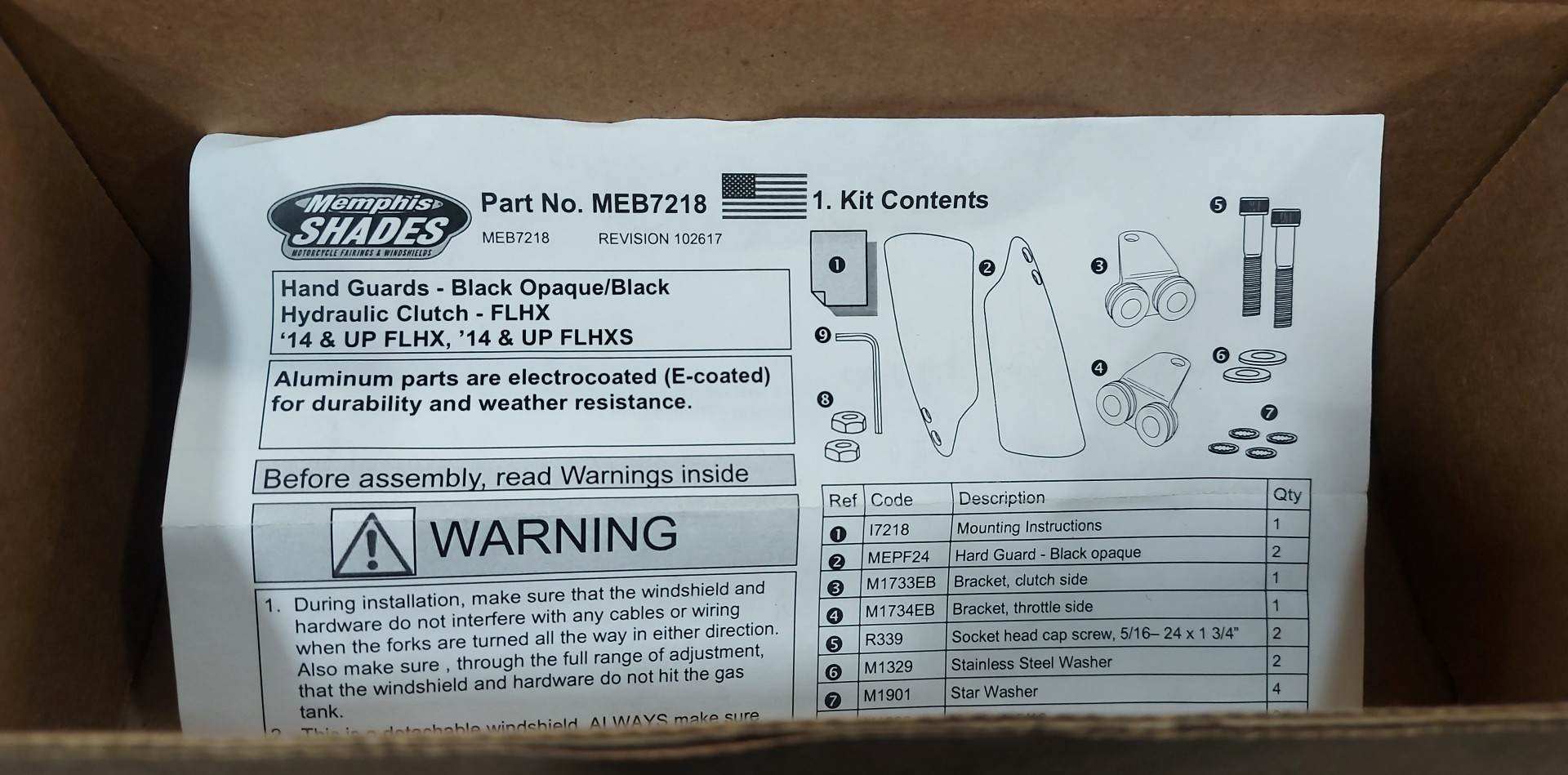 MEMPHIS SHADES HARLEY DAVIDSON HAND GRDS 14 FLHX BLK - Image 2