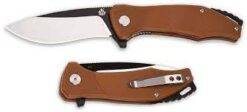QSP Raven Flipper Folding Knife, D2 Black, G10 Brown, QS122-A