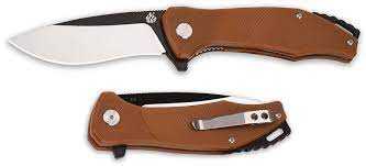 QSP Raven Flipper Folding Knife, D2 Black, G10 Brown, QS122-A