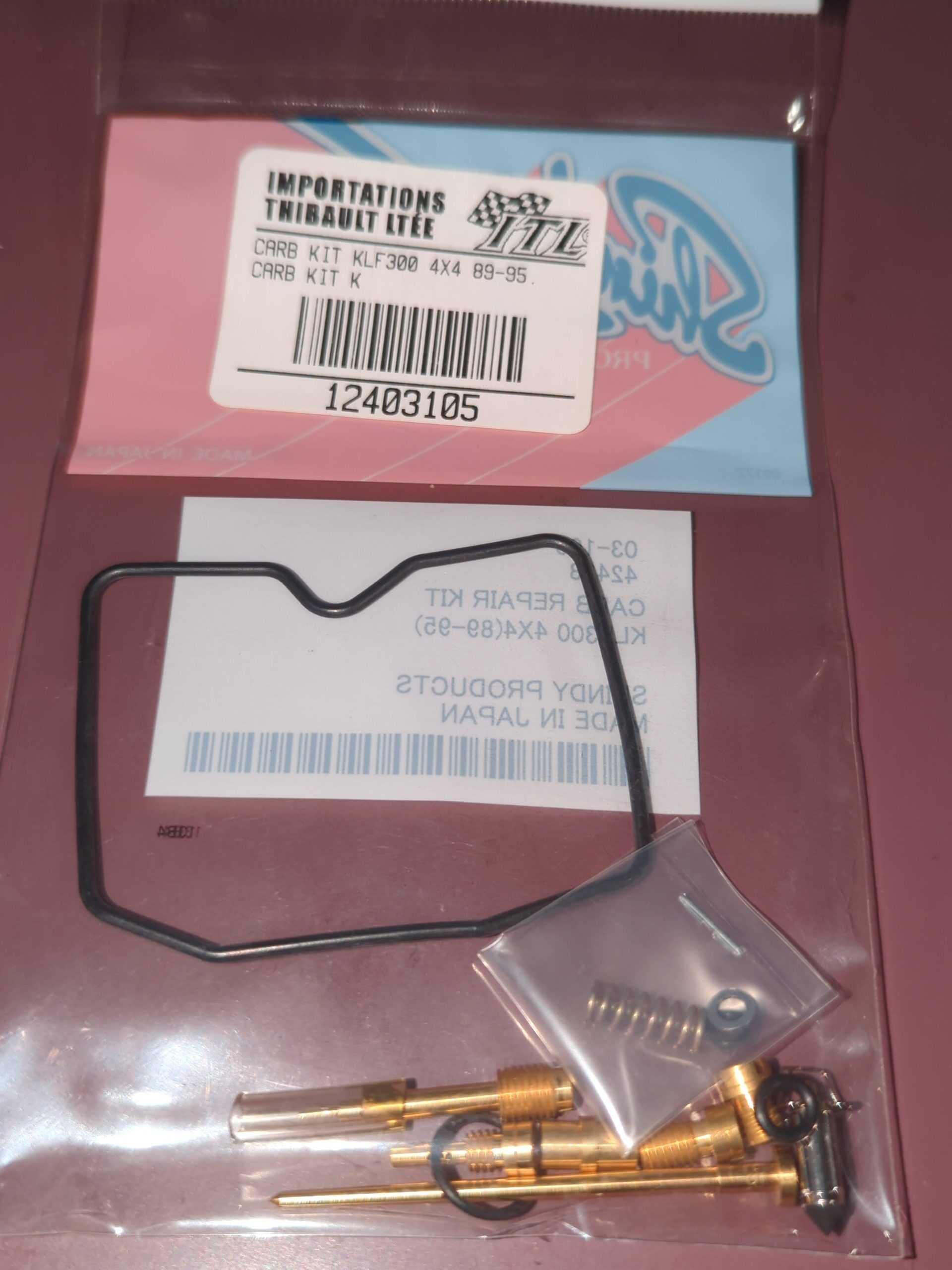 1989 - 1995 KAWASAKI KLF300 BAYOU 4X4 Carburetor Repair Kit - Image 2