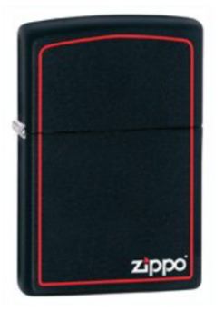 Zippo Black Matte with Red Border Lighter, 218ZB