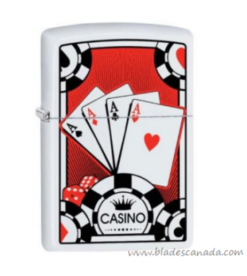 Zippo White Matte Casino Card Design Lighter, 29690