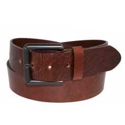 Silver Jeans Co. 40mm Genuine Leather Vintage Belt - Dark Tan/Cognac