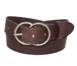 Silver Jeans Co. 35mm Genuine Leather Double O-Ring Belt - Medium Brown