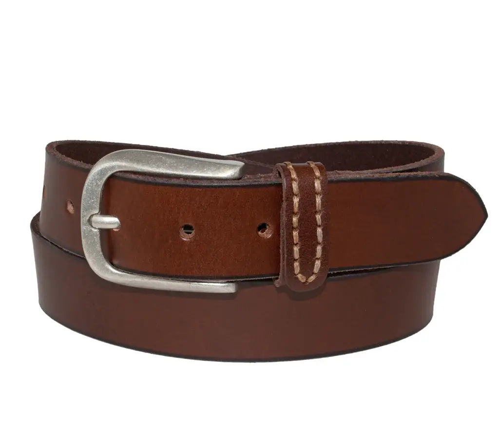 Silver Jeans Co. 35mm Genuine Leather Brushed Edge - Dark Tan/Cognac