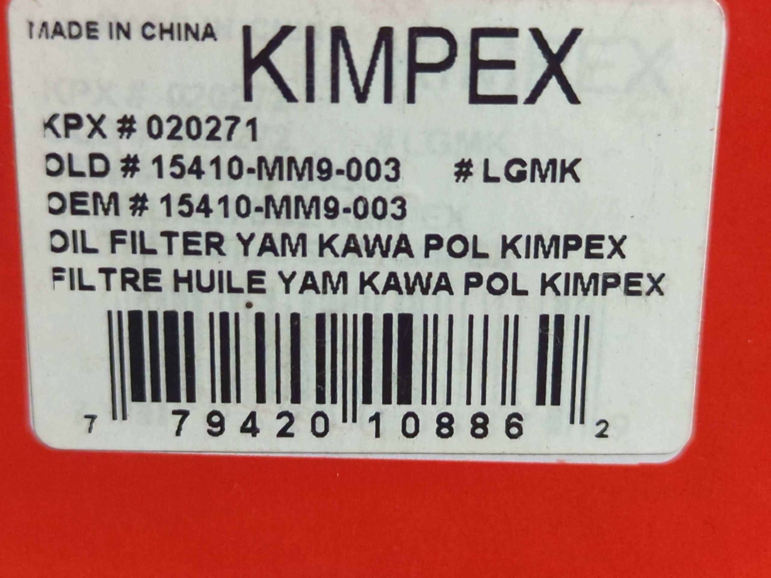 KIMPEX, OIL FILTER HONDA - Image 2