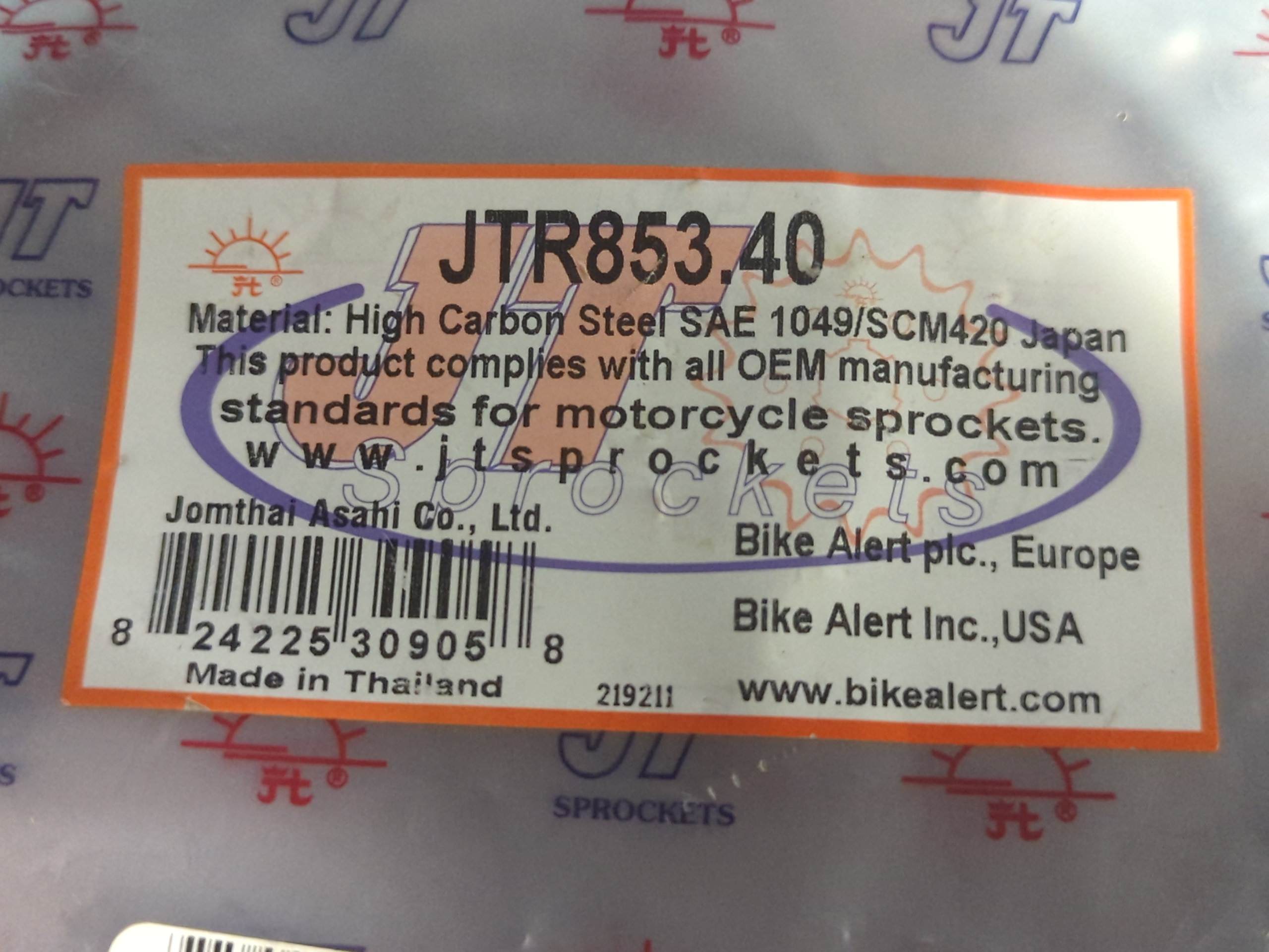 JT Sprockets 40 Tooth Rear Steel Sprocket For 520 Chain - JTR853.40 - Image 2