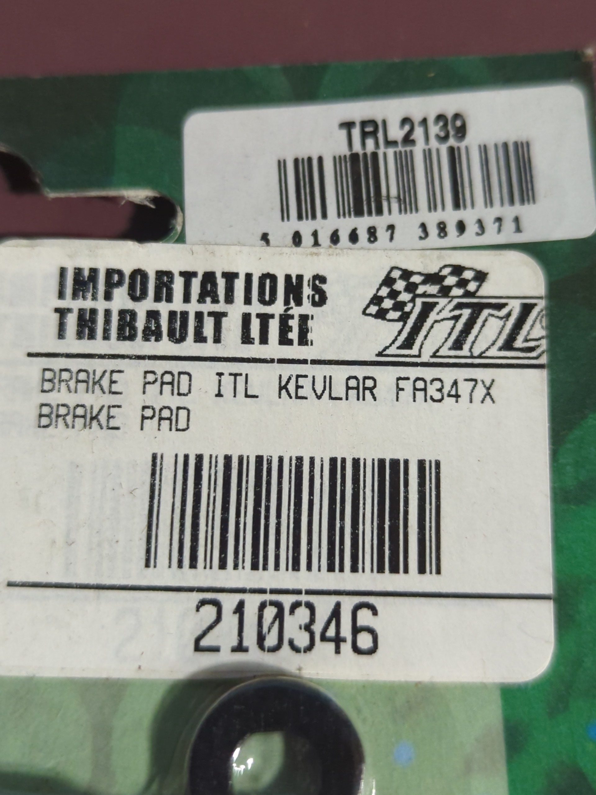 ITL BRAKE PADS - KEVLAR/CARBON - (FA346) - Image 2