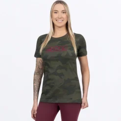 Women's Podium Premium T-Shirt Army Camo/Merlot S
