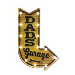 LED Lighted “Dad’s Garage” Arrow Sign Wall Decor