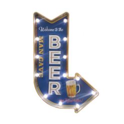 LED Lighted “Man Cave Beer” Arrow Sign Wall Decor