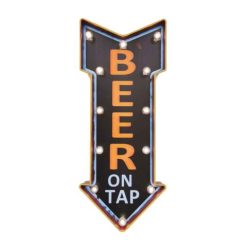 LED Lighted “Beer on Tap” Arrow Sign Wall Decor