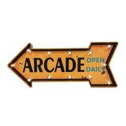 LED LIGHTED "ARCARDE" ARROW SIGN WALL DECOR