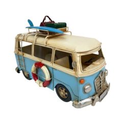 Large VW Blue Bus Metal Decor
