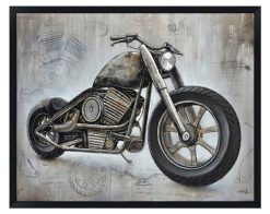 FRAMED 3D VINTAGE MOTORCYCLE OIL PAINTING - WA0959