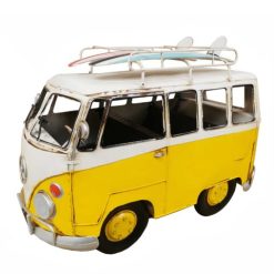 OVERSIZED VINTAGE YELLOW VW BUS METAL MODEL
