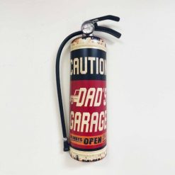 “Dad’s Garage” Metal Fire Extinguisher Decor (Black and Red)