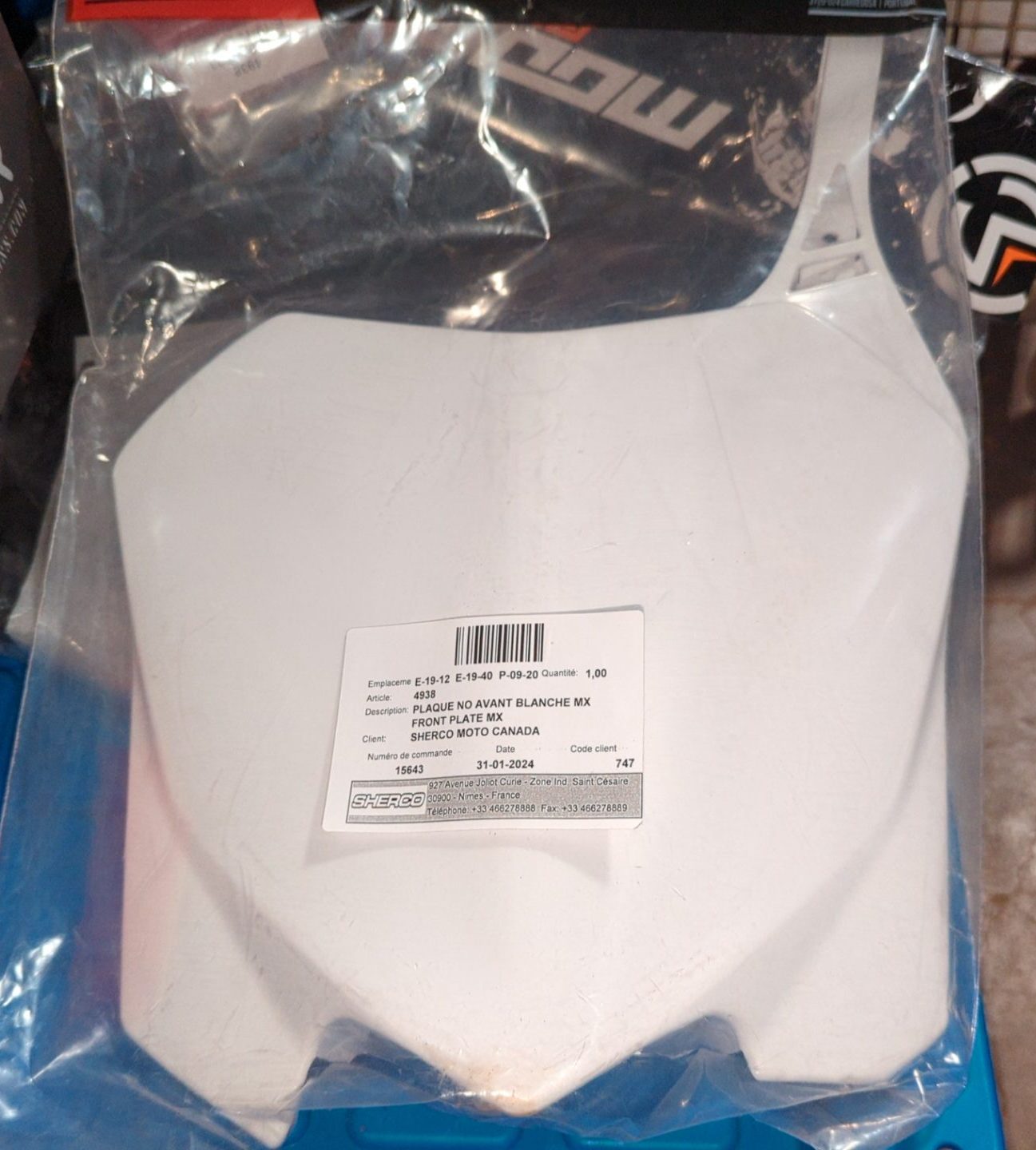 2017-2020 Sherco 250 MX ,SE-R Factory White Front Number Plate