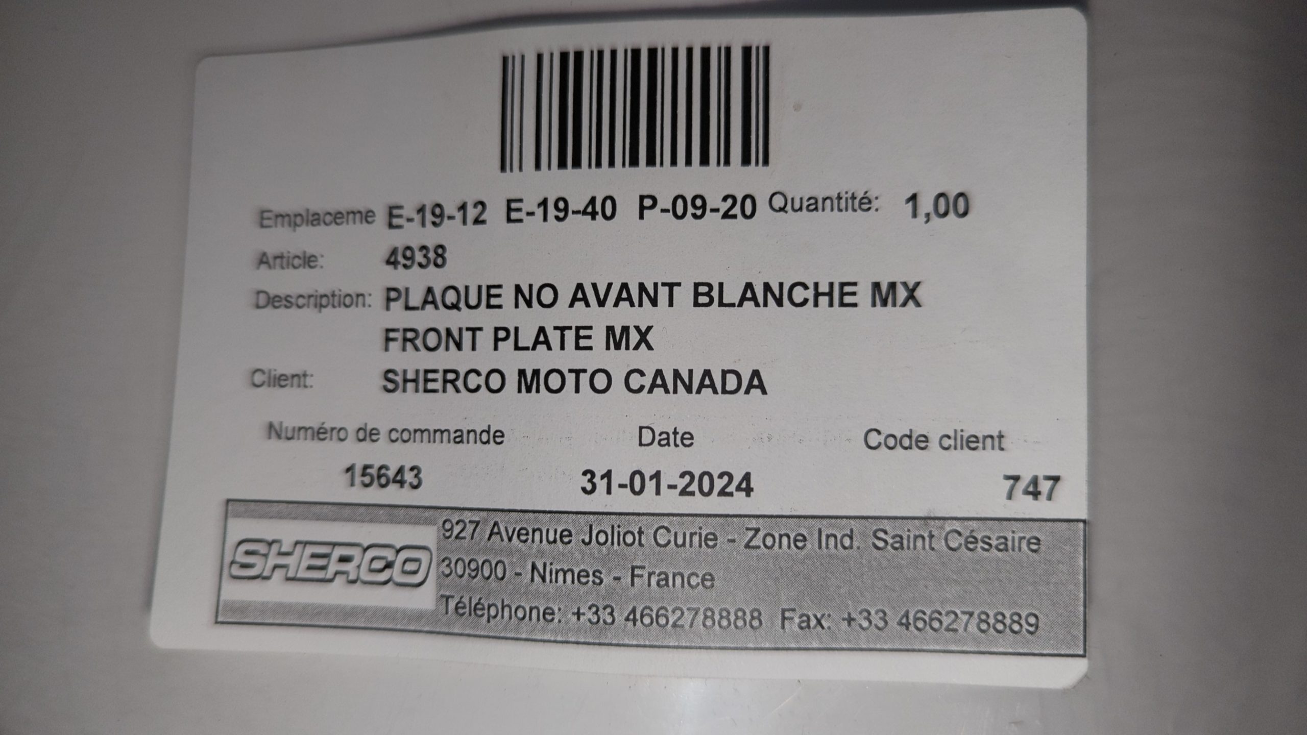 2017-2020 Sherco 250 MX ,SE-R Factory White Front Number Plate - Image 3
